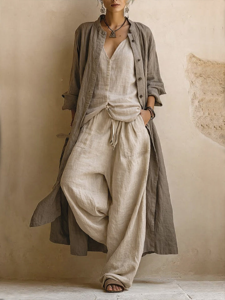 Poppie - Linen Set with Long Jacket