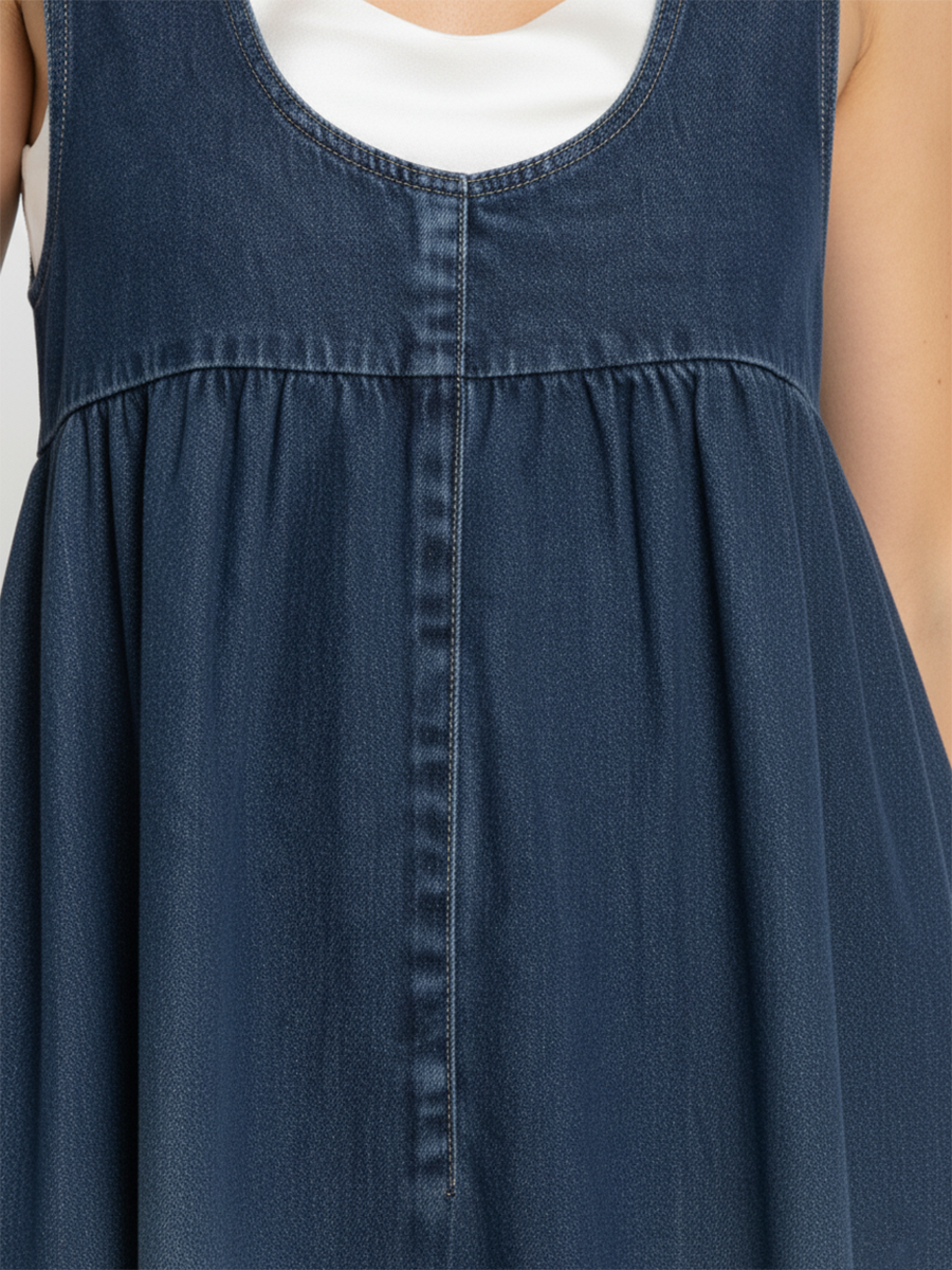 Marianna - Long Denim Pinafore Dress