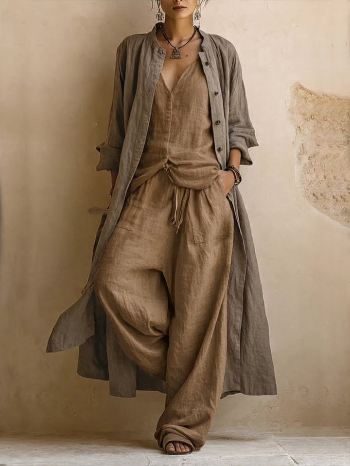 Poppie - Linen Set with Long Jacket