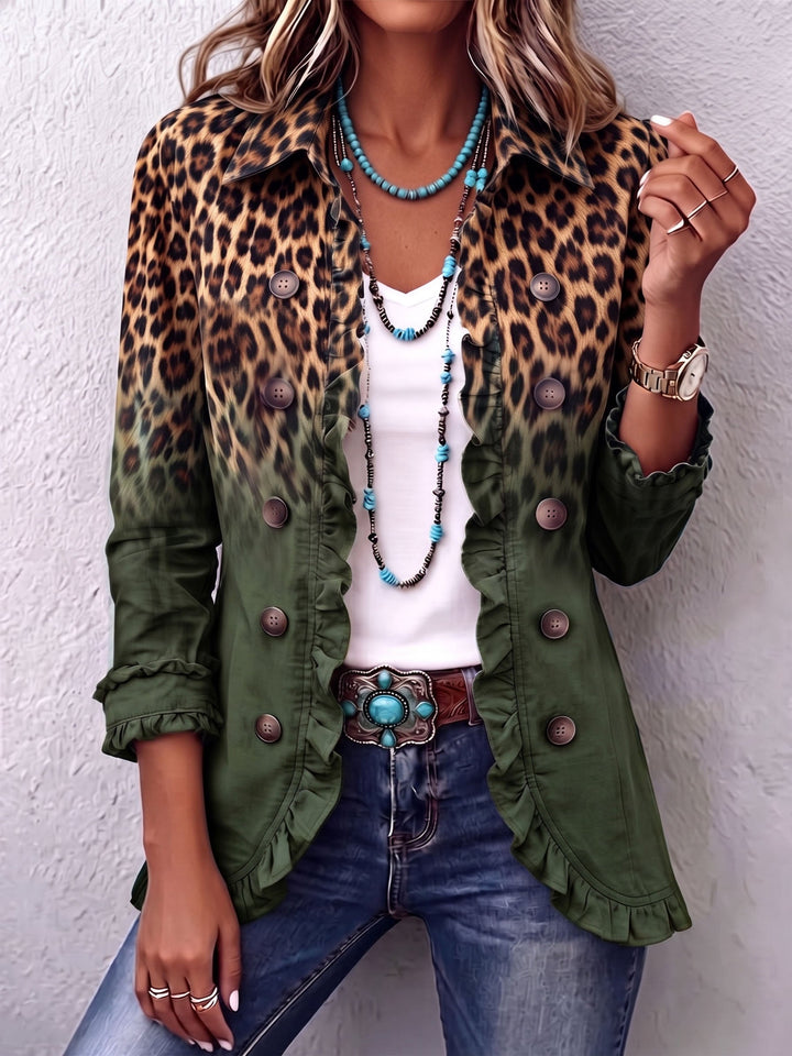 Xenia - Leopard Print Striped Blazer