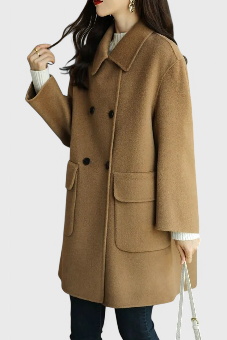 Camilla - Classic Double-Breasted Wool Blend Coat