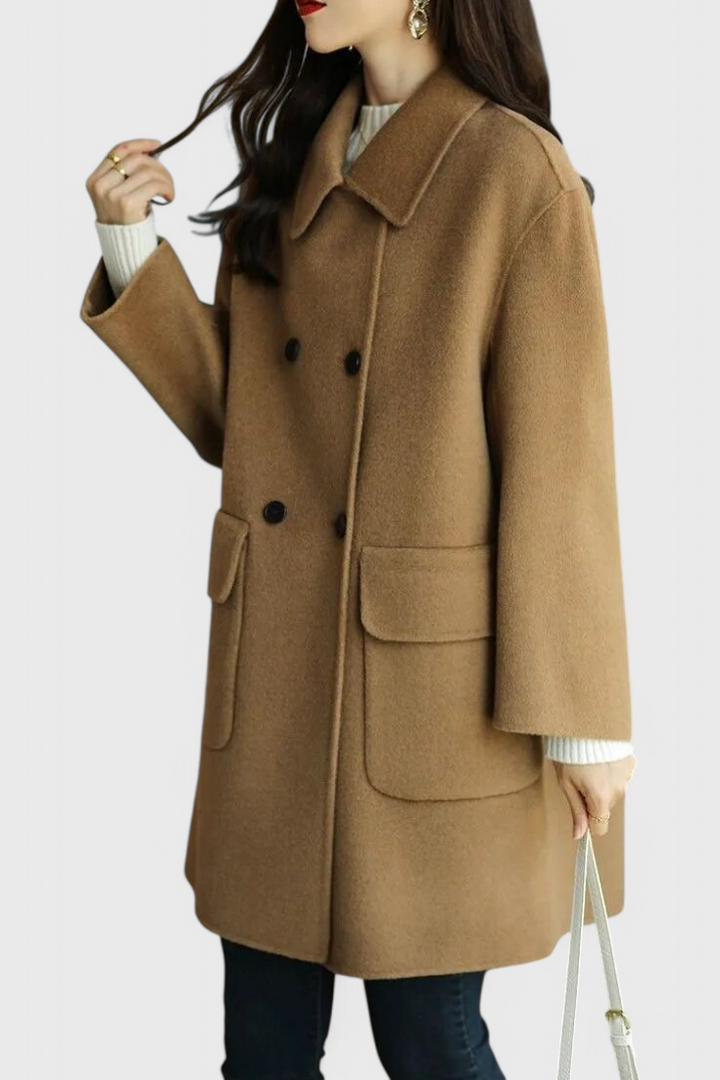 Camilla - Classic Double-Breasted Wool Blend Coat