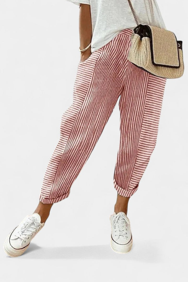 Geraldine - Striped Linen-Blend Pants