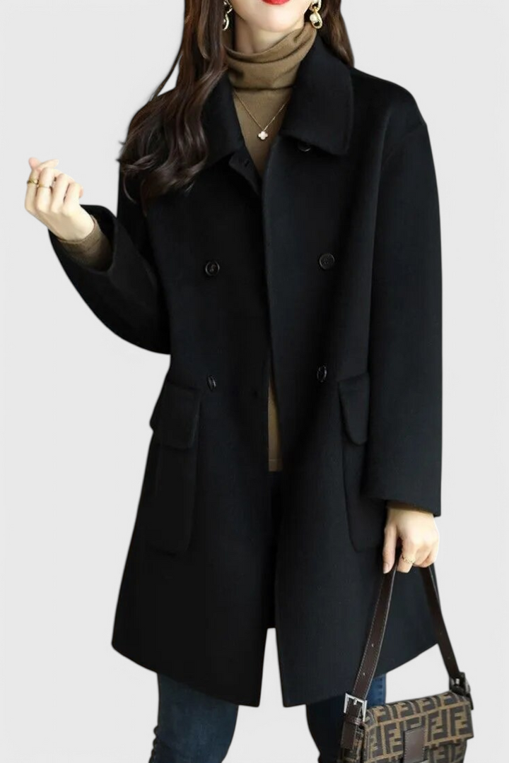 Camilla - Classic Double-Breasted Wool Blend Coat