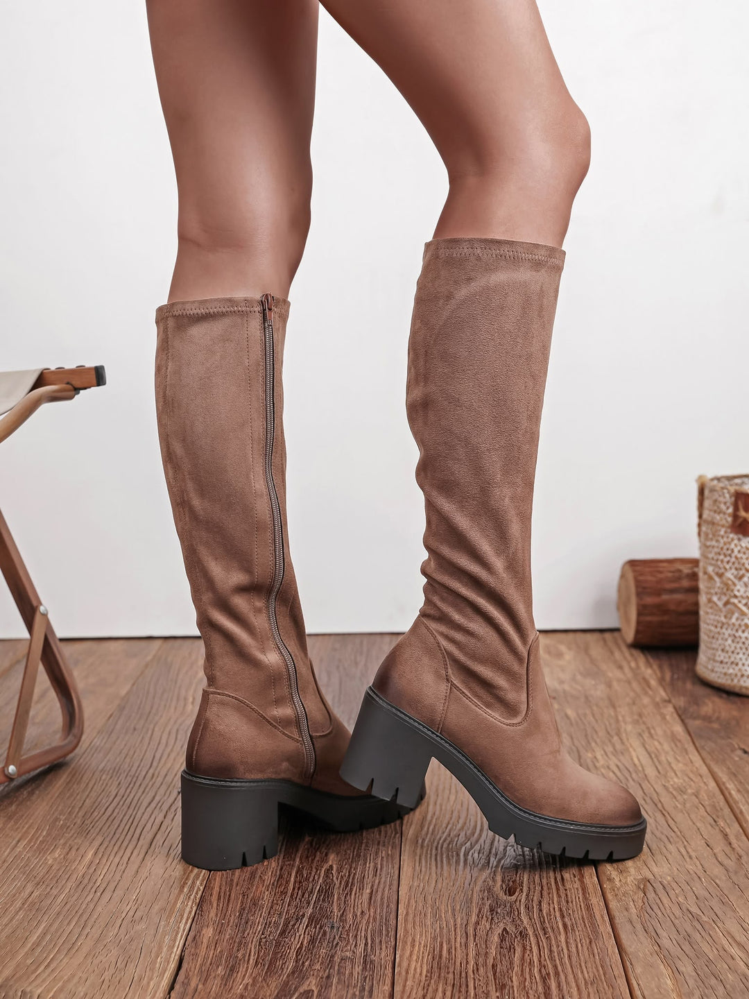 Maren - Heeled Tall Boots with Contoured Sole