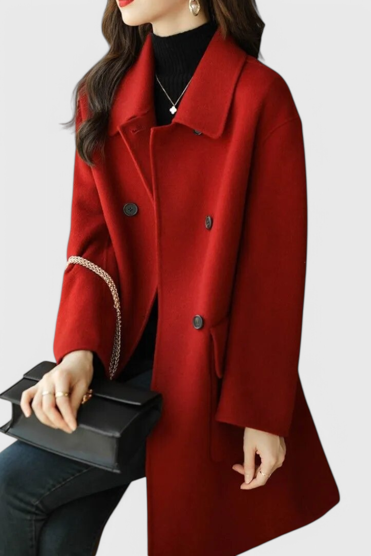 Camilla - Classic Double-Breasted Wool Blend Coat