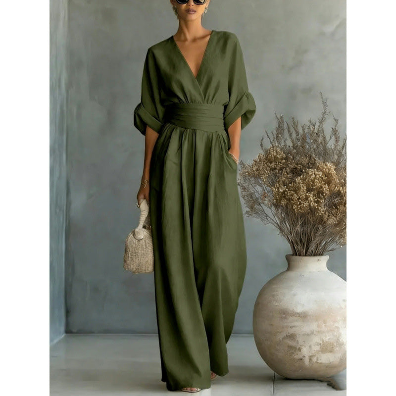 Cicely - V-Neck Wide-Leg Jumpsuit