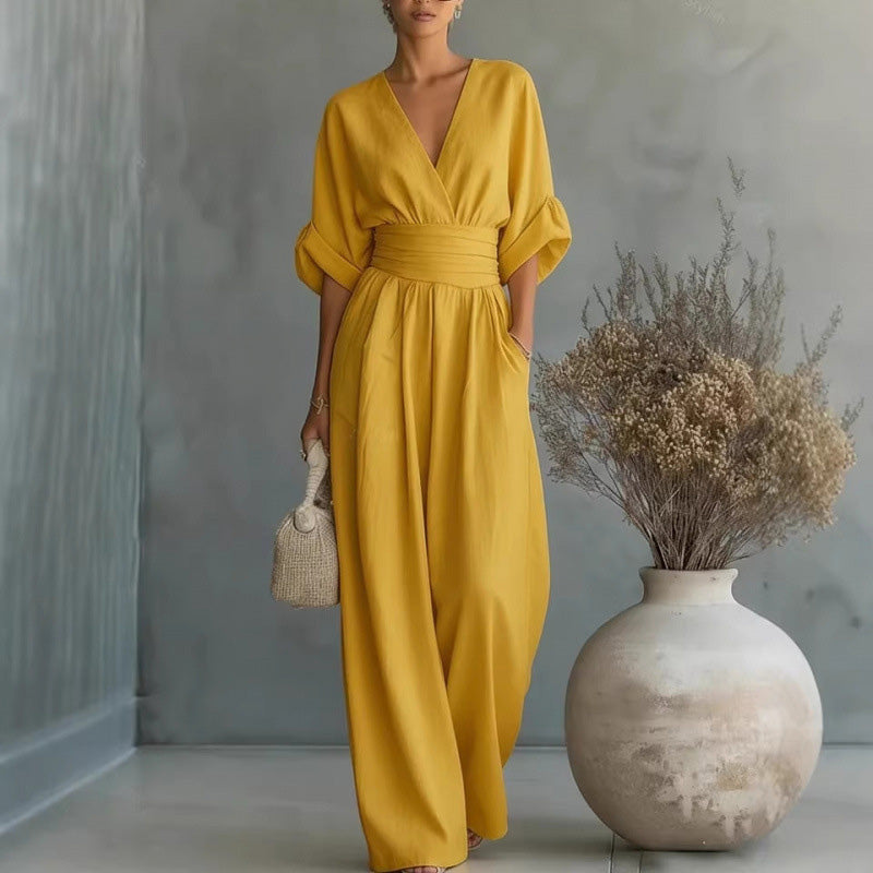 Cicely - V-Neck Wide-Leg Jumpsuit