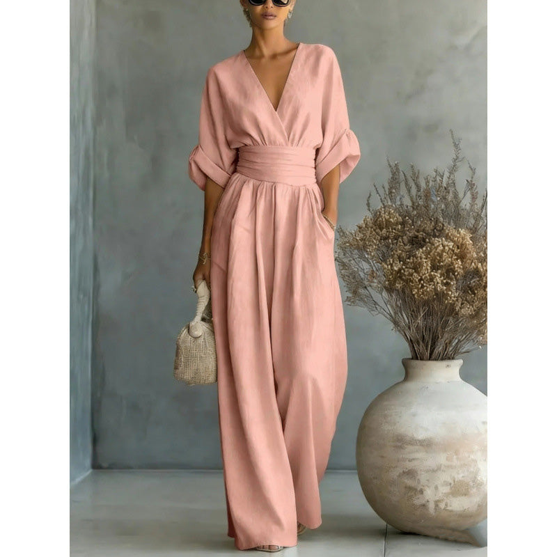Cicely - V-Neck Wide-Leg Jumpsuit