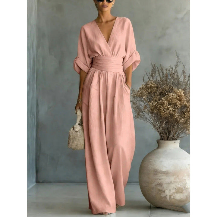 Cicely - V-Neck Wide-Leg Jumpsuit