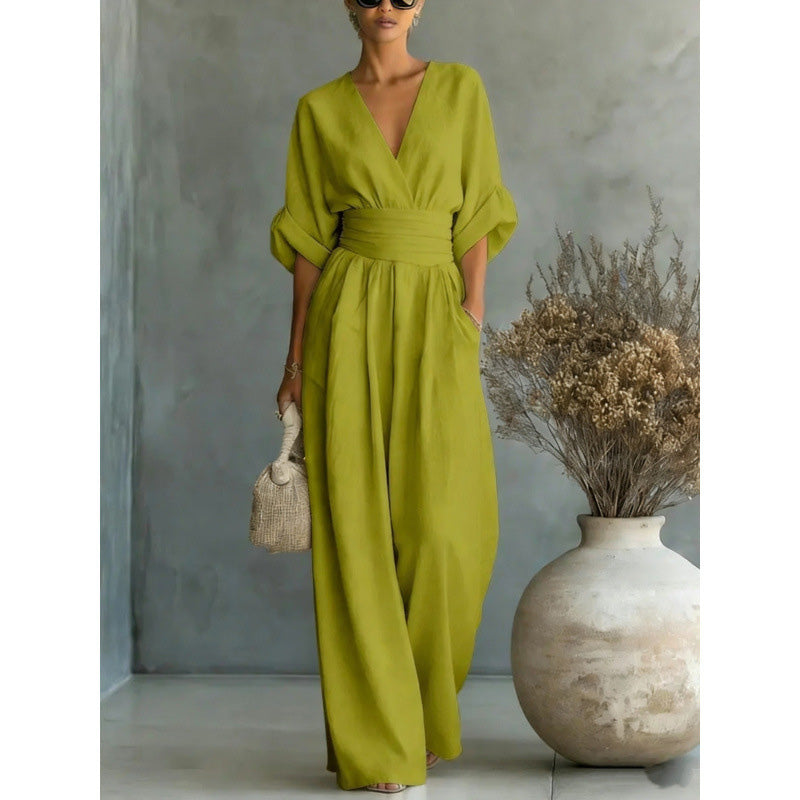 Cicely - V-Neck Wide-Leg Jumpsuit