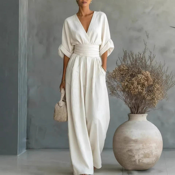 Cicely - V-Neck Wide-Leg Jumpsuit