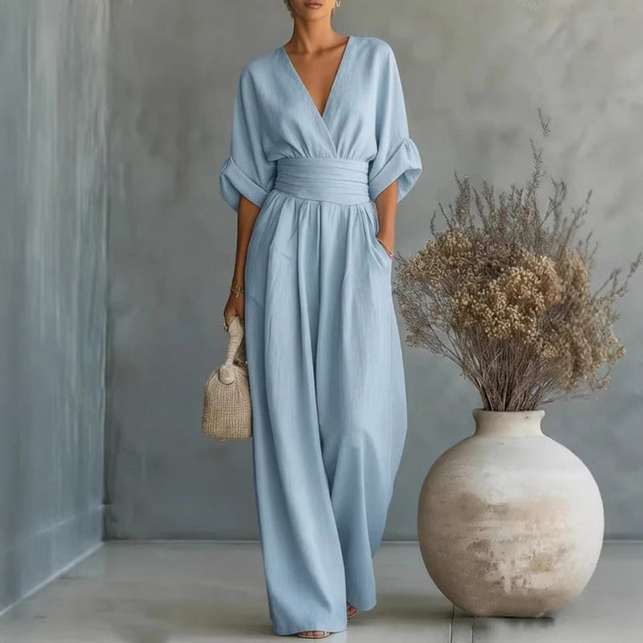 Cicely - V-Neck Wide-Leg Jumpsuit