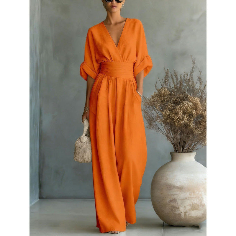 Cicely - V-Neck Wide-Leg Jumpsuit