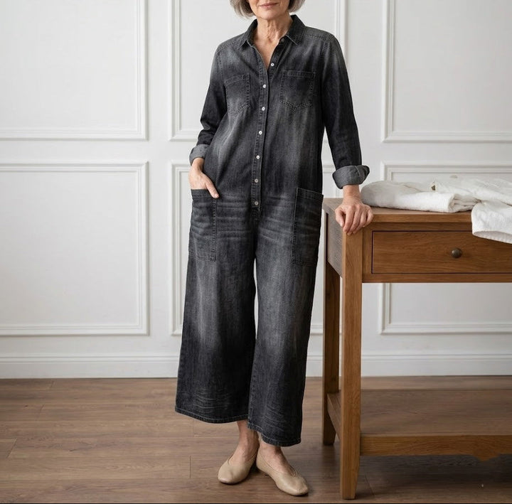 Prudence - Long Button-Front Denim Dress