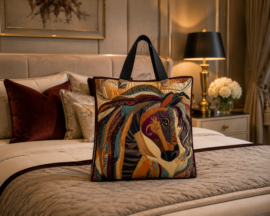 Bolso Tote Acolchado - Caballo de Mosaico Multicolor